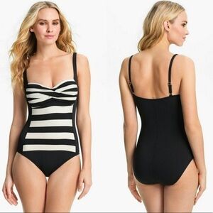 La Bianca | Stripe & Solid Back One Piece